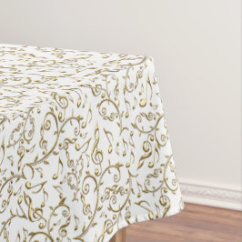 Toalha De Mesa Teste padrão floral Dourado da música no branco ou