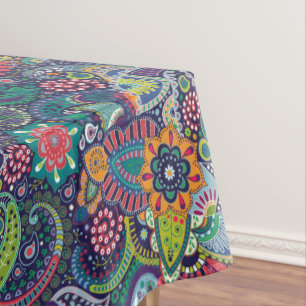 Toalha De Mesa Teste padrão floral multicolorido de néon de