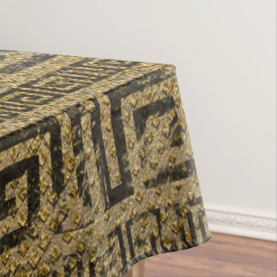 Toalha De Mesa Teste padrão grego Dourado do meandro do vintage