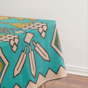 Toalha De Mesa Teste padrão mexicano do estilo - cerceta, ouro e