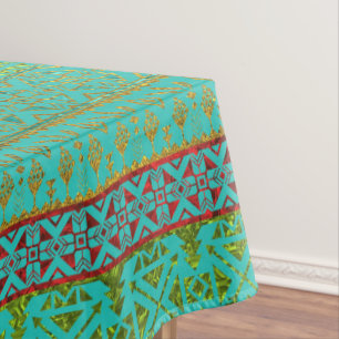 Toalha De Mesa Teste padrão mexicano do estilo - cerceta, ouro e