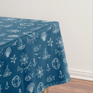 Toalha De Mesa Teste padrão náutico 2 do desenho de giz