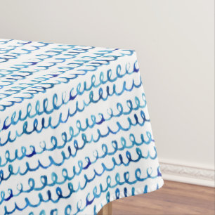 Toalha De Mesa Teste padrão ondulado da aguarela azul pintado m