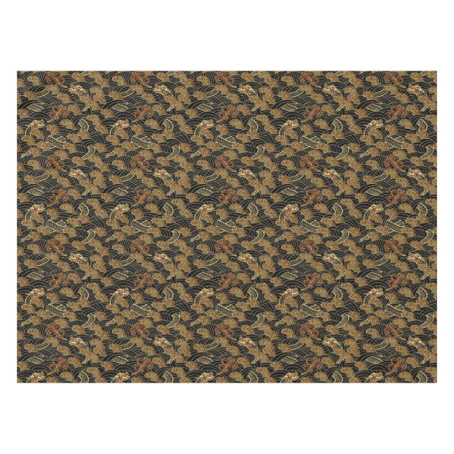 Toalha De Mesa Teste padrão oriental do dragão do mar (Frente (Horizontal))