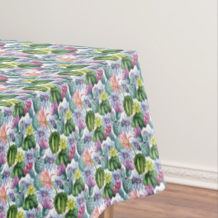 Toalha De Mesa Teste padrão pintado mão do cacto da aguarela