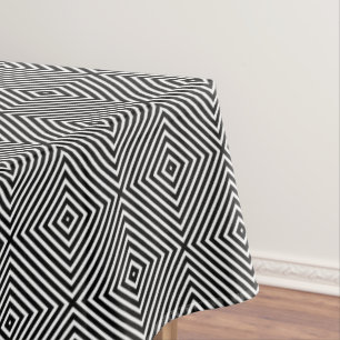 Toalha De Mesa Teste padrão preto e branco geométrico moderno d