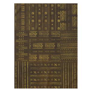 Toalha De Mesa Teste padrão tribal africano Dourado na textura