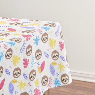 Toalha De Mesa Teste padrão tropical da preguiça & das folhas