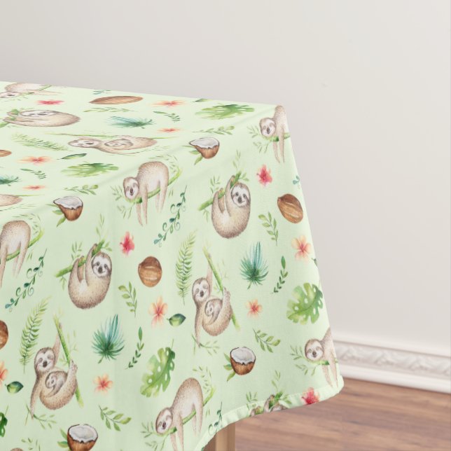 Toalha De Mesa Teste padrão tropical da preguiça do coco (Posição Original)