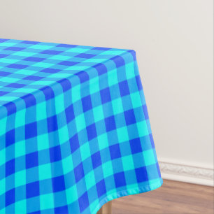 Toalha De Mesa Textura de Xadrez de Cotton Gingham Azul Verific