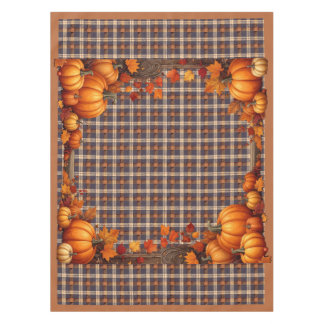 Toalha De Mesa Thanksgiving Plaid with Pumpkin Border - Small