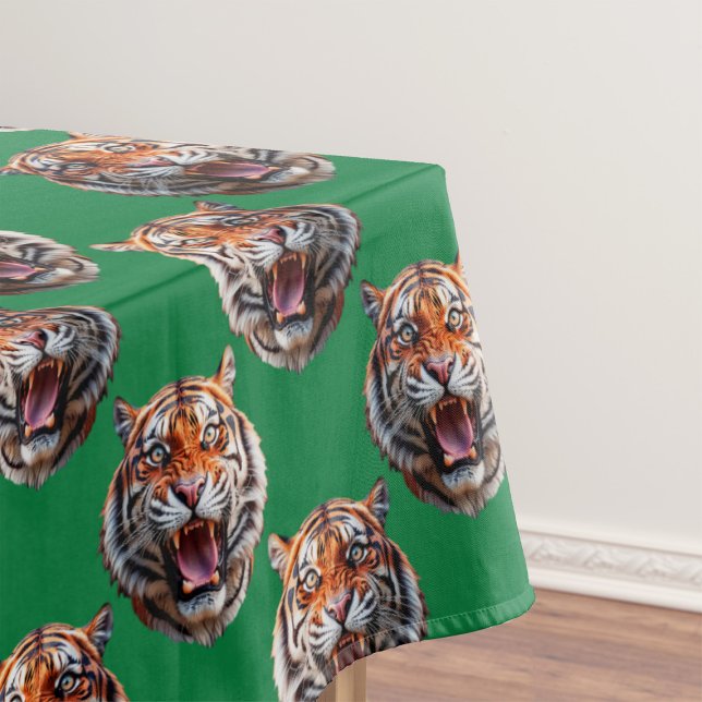 Toalha De Mesa Tiger Head Pattern Design Green  (Criador carregado)