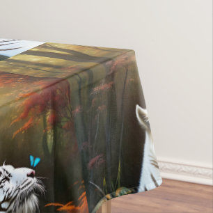 Toalha De Mesa Tigre Branco Aqueles Momentos Adoráveis,