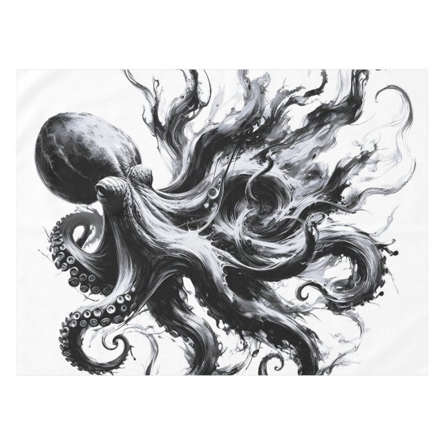 Toalha De Mesa Tinta Abstrata Fluido Polvo Kraken (Frente (Horizontal))