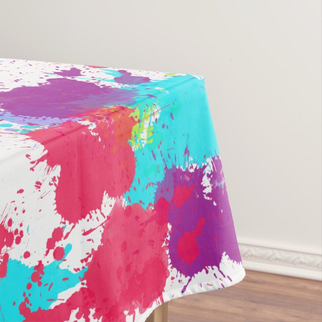 Toalha De Mesa Tinta colorida Abstrato, vermelha e roxa (Posição Original)