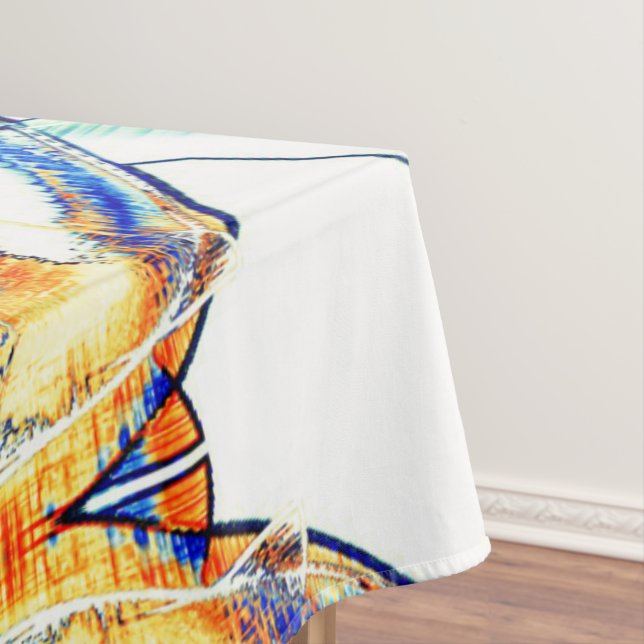 Toalha De Mesa Tinta drenada, imagem com manchas laranja, azul ci (Posição Original)