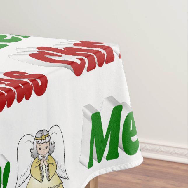 Toalha De Mesa Típica verde de Angel Red no Feliz Natal (Posição Original)
