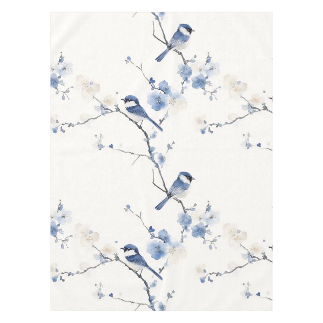 Toalha De Mesa Titmice elegante sobre branco (Frente)