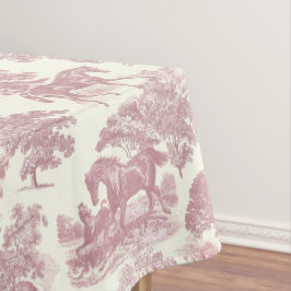 Toalha De Mesa Toile Elegante de Cavalos Rústicos Rosa-Rosa Elega