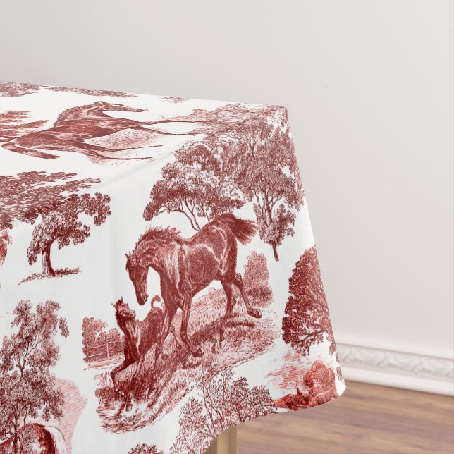 Toalha De Mesa Toile - País Russo Elegante de Cavalos Vermelhos (Posição Original)