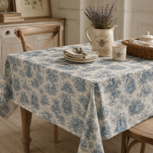 Toalha De Mesa Toile Romântica do Campo Francês em Azul Empoeirad
