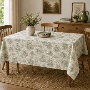 Toalha De Mesa Toile Romântica do Campo Francês em Verde Sage