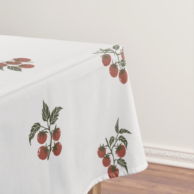 Toalha De Mesa Tomate Orgânico Rústico Ramo Botânico Terracota (Posição Original)