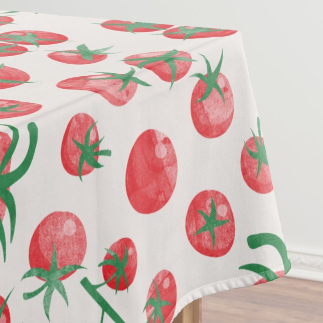 Toalha De Mesa Tomato Watercolor Pattern (Modern watercolor tomato pattern Mediterranean summer tablecloth)