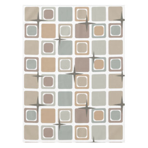 Toalha De Mesa Tons da Terra Quadrados Modernos do meio século