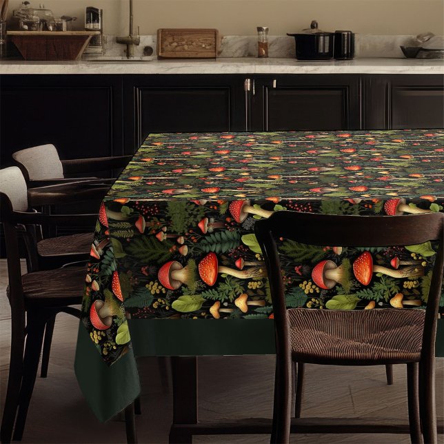 Toalha de Mesa Tons Terrosos Cogumelos & Flores Si (Earthy Tones Tablecloth Mushrooms & Wildflowers)