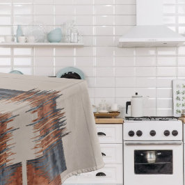 Toalha De Mesa Toque Taupe Moderno em Jeans e Ferrugem