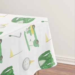 Toalha De Mesa Torneio de Golfe Verde e Amarelo em Aquarela