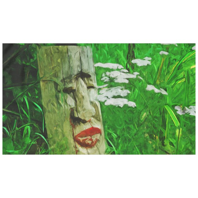 Toalha De Mesa Totem Indiano Vermelho Lipped Americana Entre Flor (Frente (Horizontal))