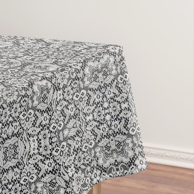 Toalha De Mesa Traço branco sobre preto (Posição Original)