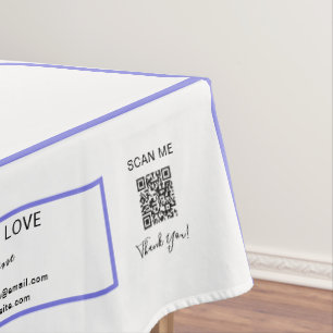 Toalha De Mesa Trade Show White Purple 52 x 70 QR Code Stripes
