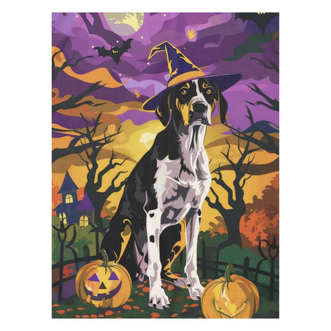 Toalha De Mesa Treeing Walker Coonhound Dia das Bruxas Feiticeira (Frente)