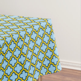 Toalha De Mesa Trellis azul e amarela, lete, quatrefoil
