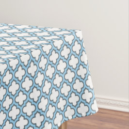 Toalha De Mesa Trellis branca e azul-bebê, lete, quatrefoil