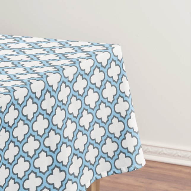 Toalha De Mesa Trellis branca e azul-bebê, lete, quatrefoil (Posição Original)