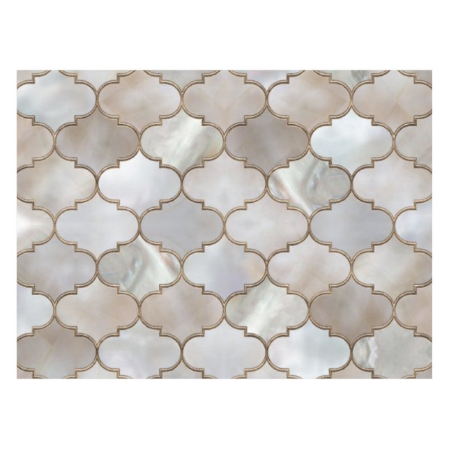 Toalha De Mesa Trellis Pearl e Dourado marroquino (Frente (Horizontal))