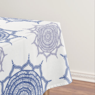 Toalha De Mesa Trendy Boho Winter Blue, White Mandala Pattern Zen