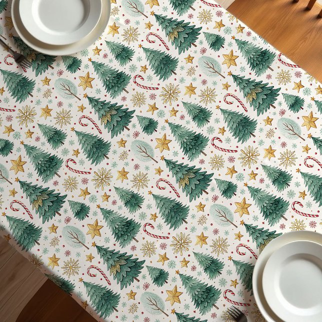 Toalha De Mesa Trendy Christmas trees earthy tone Xmas tablecloth (Trendy Christmas trees earthy tones Xmas tablecloth)