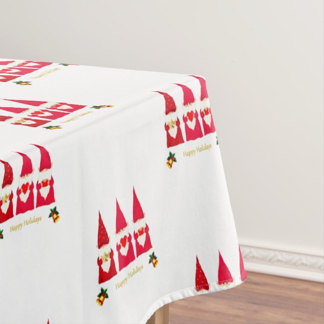 Toalha De Mesa Três Gnomos de Natal em Branco (Posição Original)