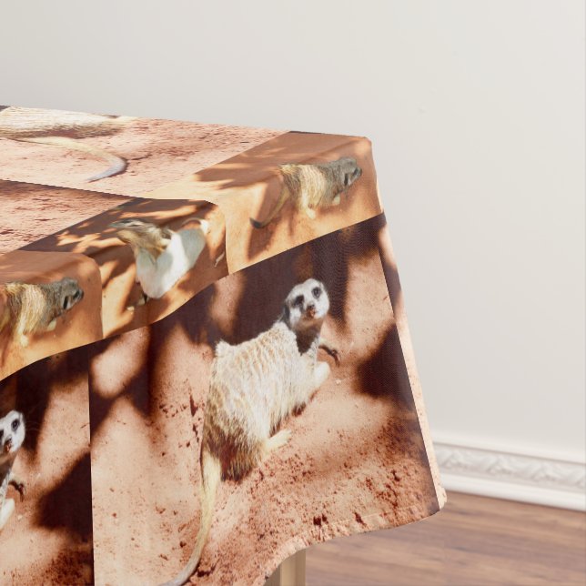 Toalha De Mesa Três Imagens Meerkat Collarge, (Posição Original)