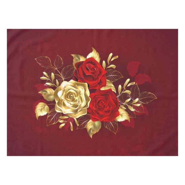 Toalha De Mesa Três Rosas de joalharia (Frente (Horizontal))