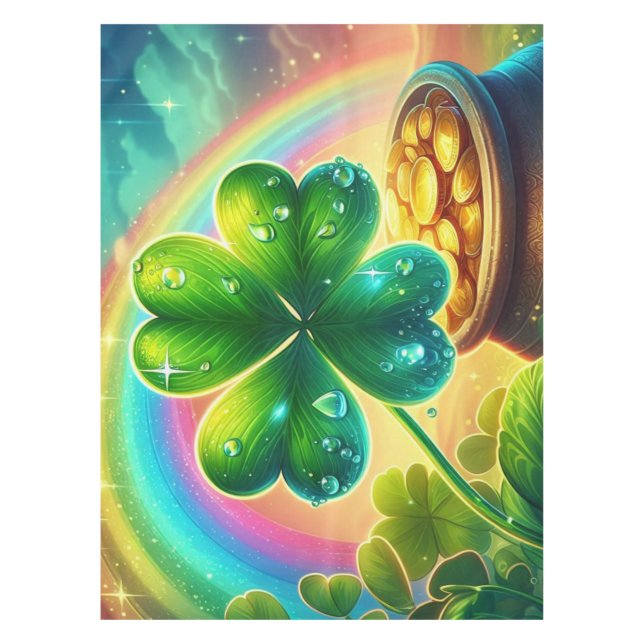 Toalha De Mesa Trevo do dia do Rainbow Saint Patrick (Frente)