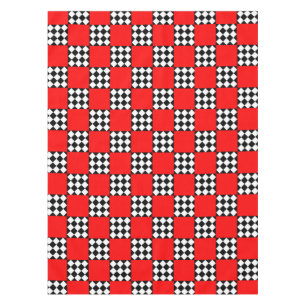 Toalha De Mesa Triângulo Geométrico Quadrado Preto Vermelho