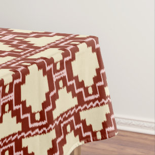 Toalha De Mesa Tribal asteca de Ikat - bege, Borgonha e rosa