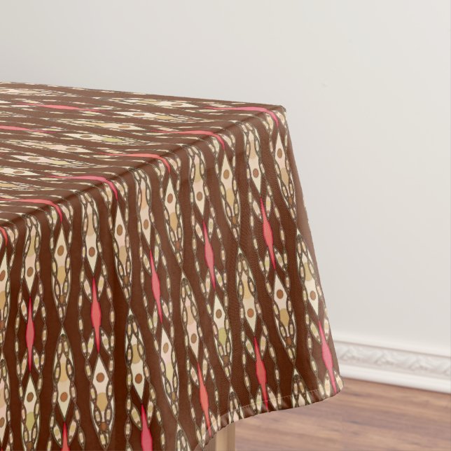 Toalha De Mesa Tribal Batik - Brown, Tan e Coral (Posição Original)