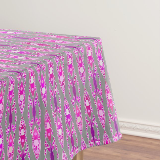Toalha De Mesa Tribal Batik - Rosa Física, Violeta e Cinzas (Posição Original)